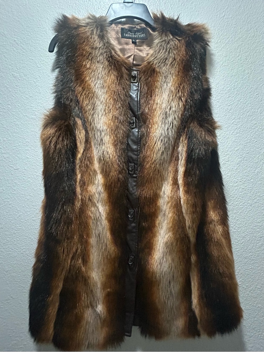 Fabulous Furs Brown Faux Fur Vest with Rich Chestnut Tones